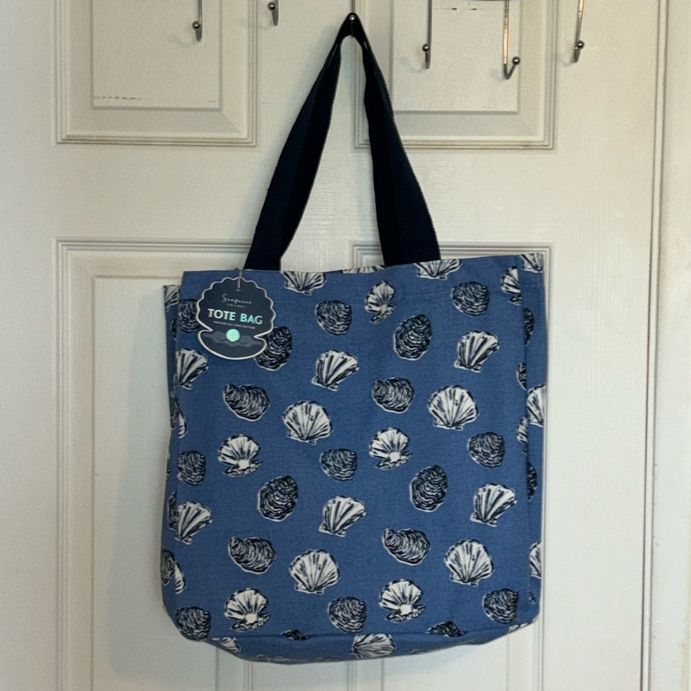 NWT Seafarer Shores 100% Cotton Sea Shell Print Tote Bag